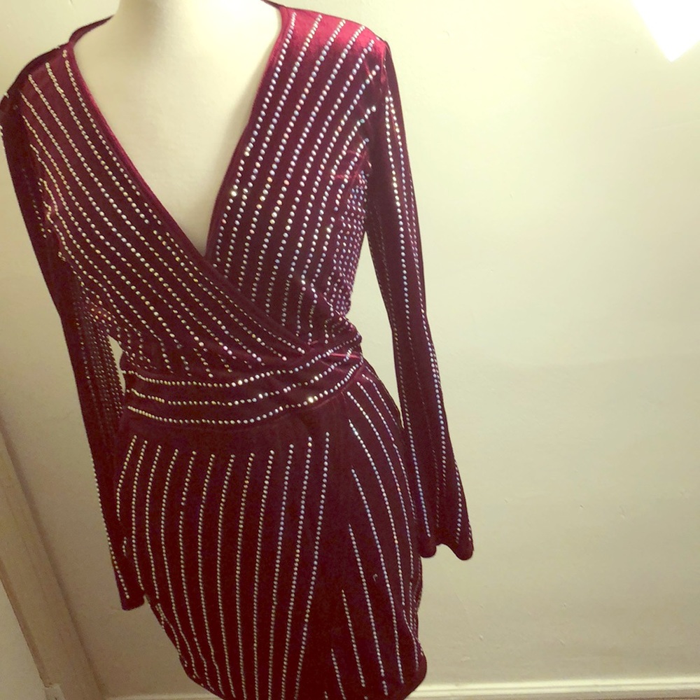 Fashion Nova Velvet/Crystal Dress